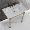 Kingston Brass KVPB37228Q7 37-Inch Console Sink with Stainless Steel Legs (8-Inch, 3 Hole), White/Brushed Brass KVPB37228Q7 - alternate 3